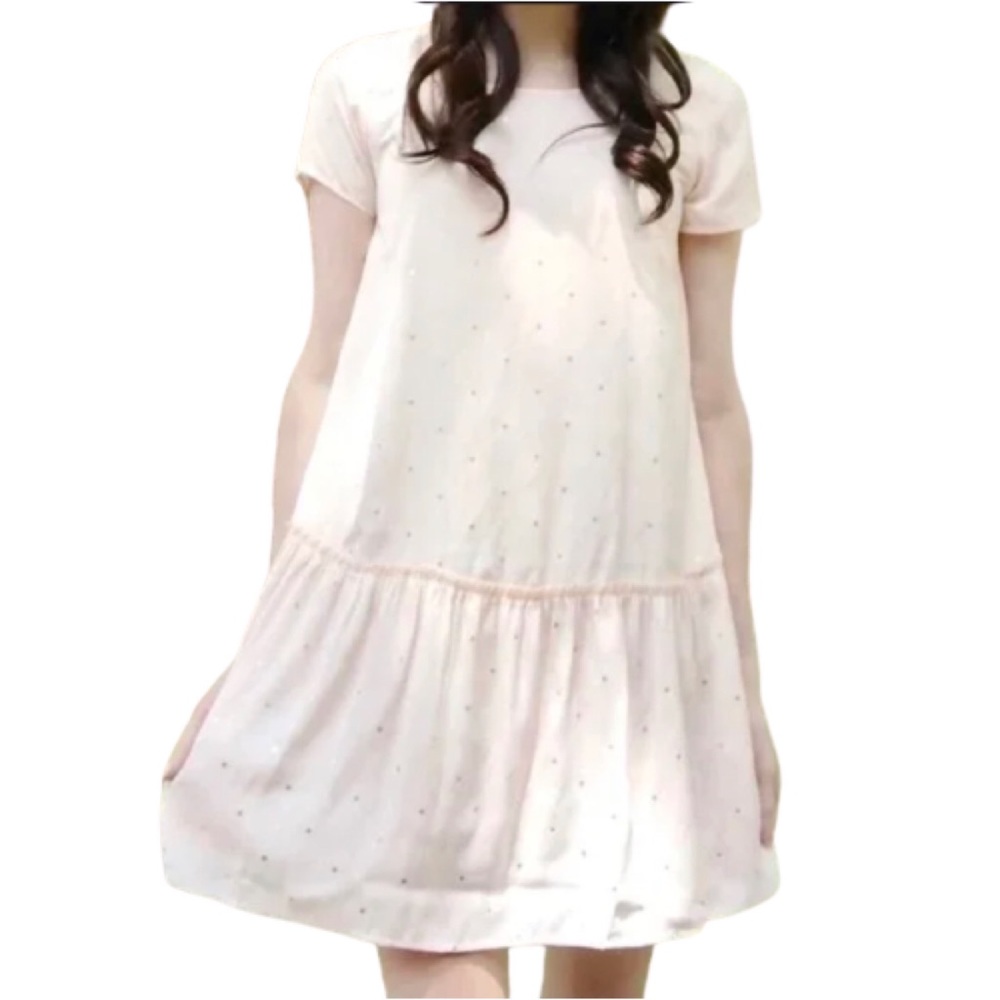 ⭐️HOST PICK⭐️- Aerie Pink Blush Gold Star Baby Doll Short Sleeve Dress- …